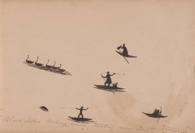 Kwatkwat - Hommes noirs pêchant, chassant le cygne et la tortue - Tommy McRae